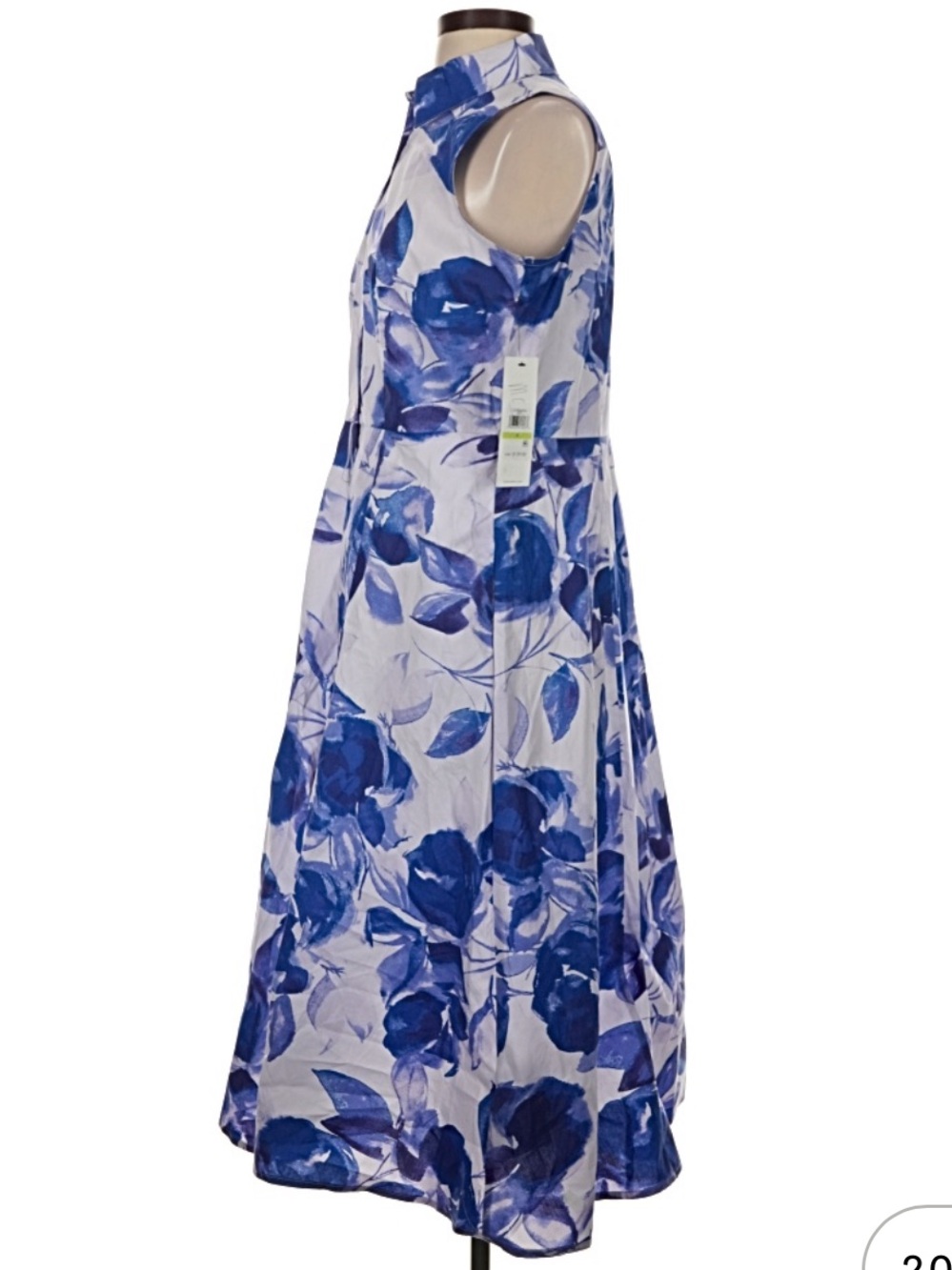 Calvin Klein White Maxi Dress with Blue Floral Print - Picture 4 of 10